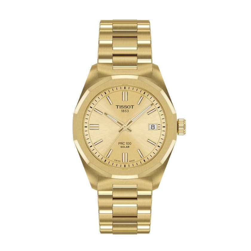 Tissot Gold Damenuhr PRC 100 Solar Quartz 34mm T1518223302100