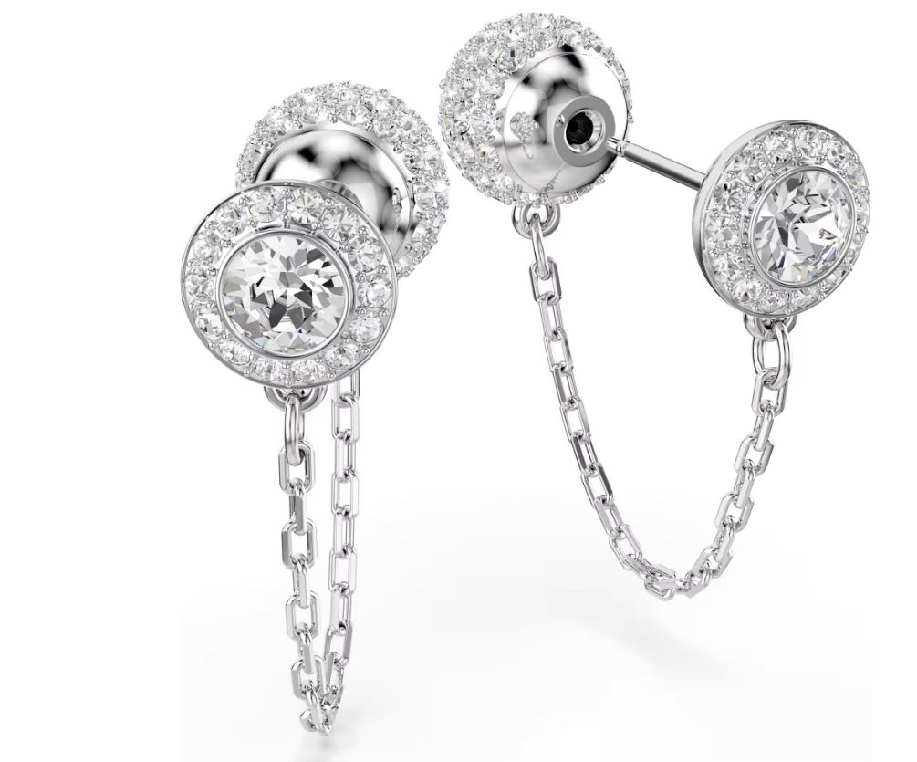 Swarovski 5732273 Una Angelic Drop-Ohrhänger Rundschliff, Weiß, Rhodiniert