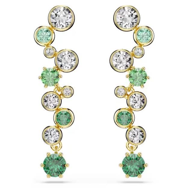 Swarovski Constella Drop-Ohrhänger Verschiedene Schliffe, Grün, Goldlegierungsschicht