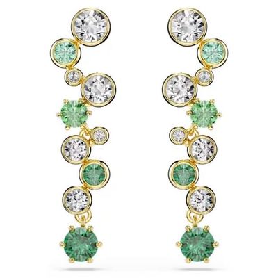 Swarovski Constella Drop-Ohrhänger Verschiedene Schliffe, Grün, Goldlegierungsschicht