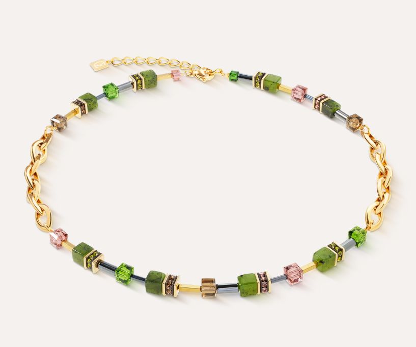 Coeur De Lion Halskette Chunky Chain Halskette gold-grün 4524/10-0516