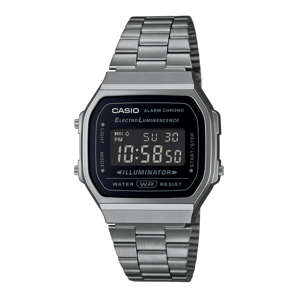 Casio Vintage Digital Herrenuhr A168WEGG-1BEF Edelstahl Schwarz Retro Uhr