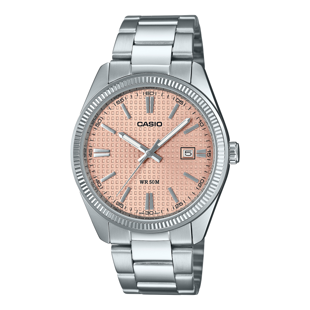 Casio Herrenuhr MTP-1302PE-4AVEF Edelstahl Rot/Pink