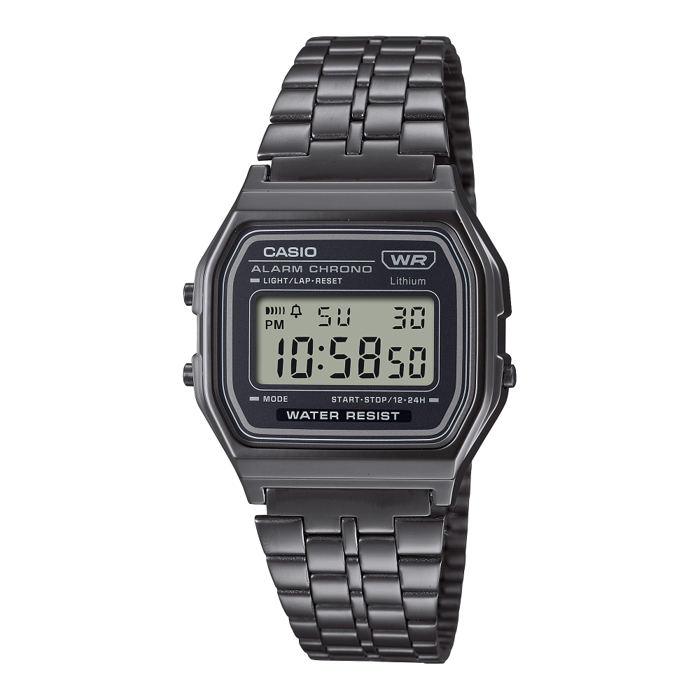 Casio Vintage Digitaluhr A158WETB-1AEF Edelstahl Schwarz Retro Uhr