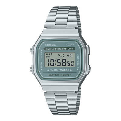 Casio Vintage Unisex Digitaluhr A168WEM-7EF Edelstahl Grün