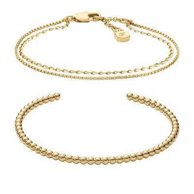 Fossil Ellis Goldfarbenes Messingarmband-Geschenkset Fossil Ellis Goldfarbenes Messingarmband-Geschenkset