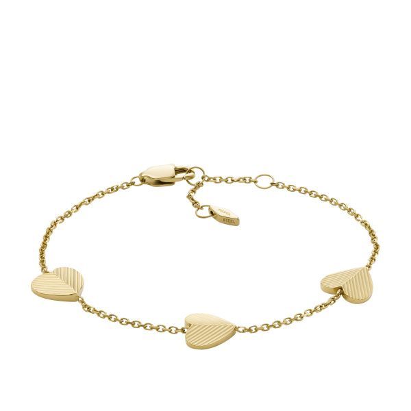 Fossil Armband Harlow Linear Texture Heart Edelstahl goldfarben