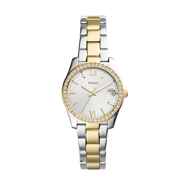 Fossil Uhr Scarlette Mini 3-Zeiger-Werk Datum Edelstahl Bicolor