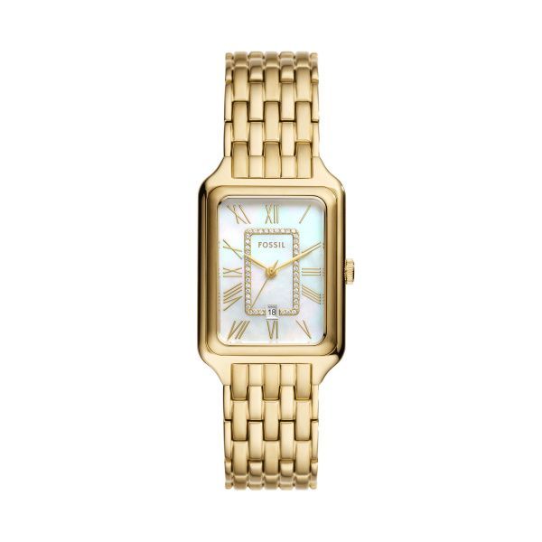 Fossil Uhr Raquel 3-Zeiger-Werk Datum Edelstahl goldfarben