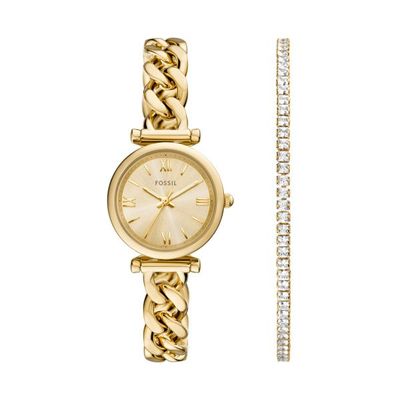 Fossil Set Armband Uhr Carlie 3-Zeiger-Werk Edelstahl goldfarben Fossil Set Armband Uhr Carlie 3-Zeiger-Werk Edelstahl goldfarben