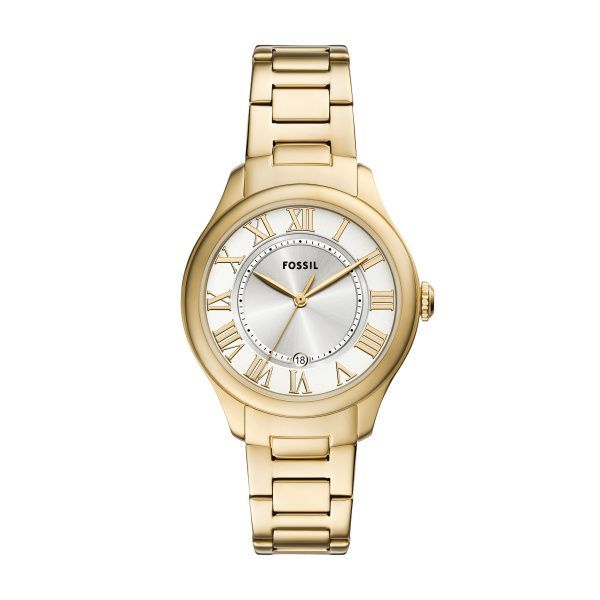 Fossil Uhr Gilmore 3-Zeiger-Werk Datum Edelstahl goldfarben