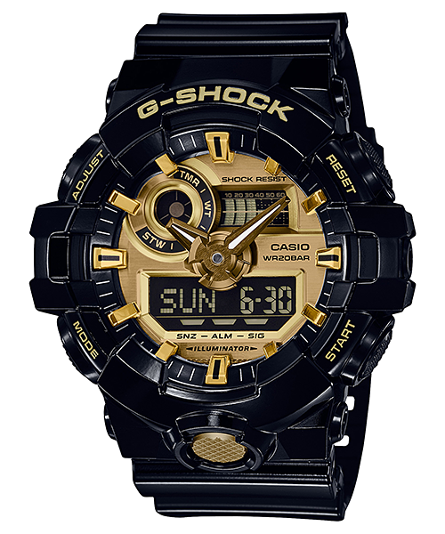 G-Shock GA-710GB-1AER Schwarz Gold  Armbanduhr Robust Stossfest Stoppuhr Timer Wasserdicht