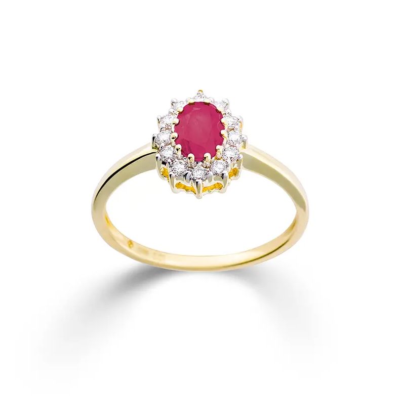 Timeless Ring (54) · Gelbgold 585 · Rubin 0,79ct · Brillant 0,21ct H/SI