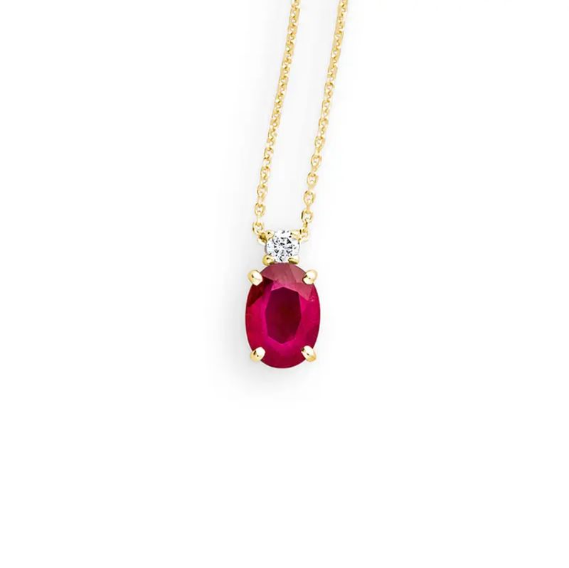 Collier Gelbgold 585 · Br.0,03ct H/SI · Rubin · 42 cm Collier Gelbgold 585 · Br.0,03ct H/SI · Rubin · 42 cm