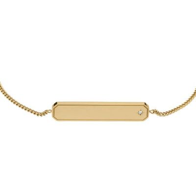 Fossil Armband Sadie ID-Plakette Edelstahl goldfarben