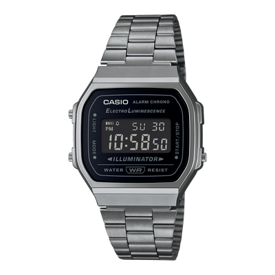 Casio Vintage Digital Herrenuhr A168WEGG-1BEF Edelstahl Schwarz Retro Uhr