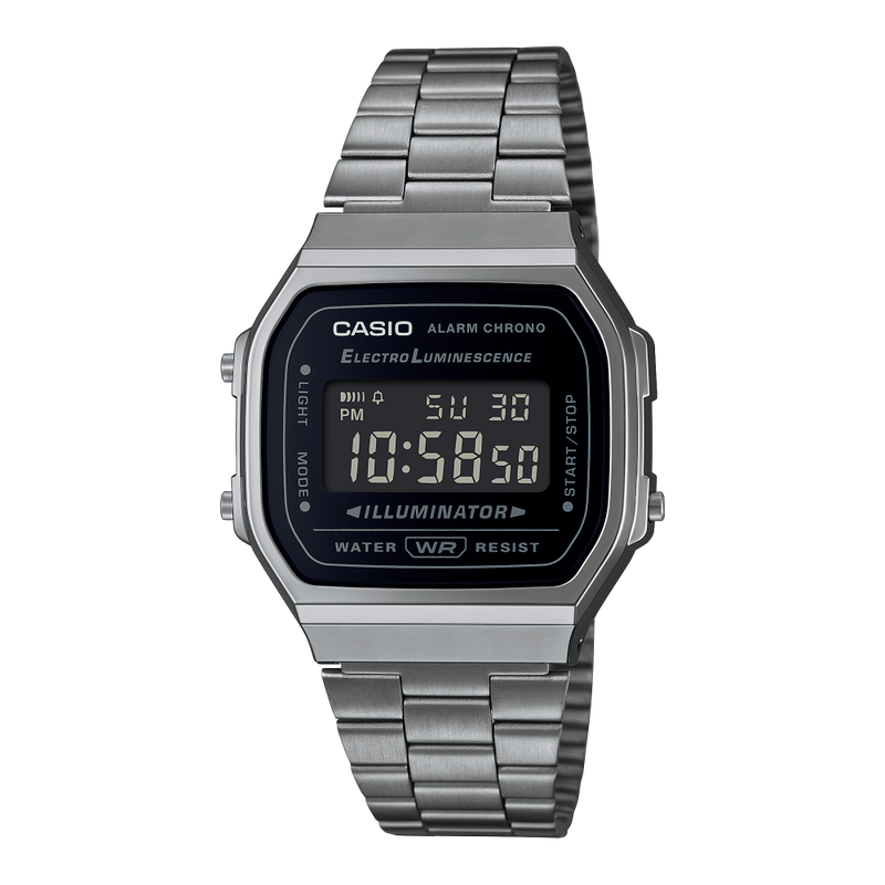 Casio Vintage Digital Herrenuhr A168WEGG-1BEF Edelstahl Schwarz Retro Uhr
