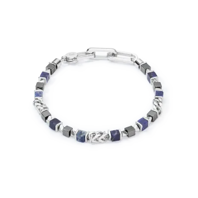 Coeur De Lion Unisex Armband cubes & chain blau