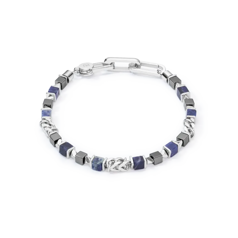 Coeur De Lion Unisex Armband cubes & chain blau