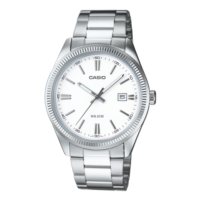 Casio Herrenuhr MTP-1302PD-7A1VEF Edelstahl Weiss/Silber Casio Herrenuhr MTP-1302PD-7A1VEF Edelstahl Weiss/Silber
