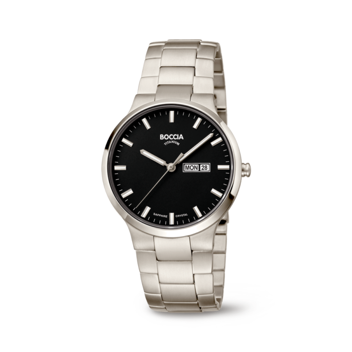 Boccia Herrenuhr Classic Reintitan Saphirglas Tag/Datum