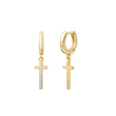 Xenox MODERN BASICS Creolen Kreuz Zirkonia Gold