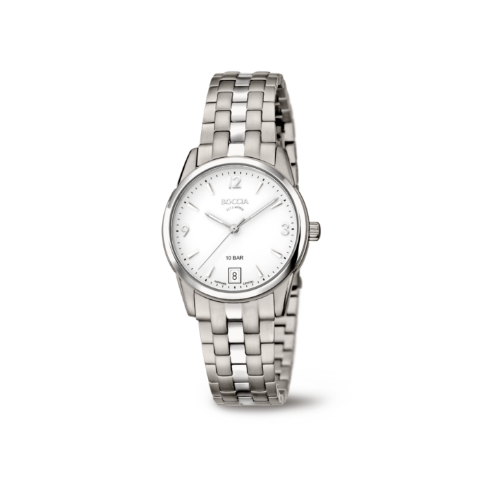Boccia Damenuhr Classic Titan Weiss Datum