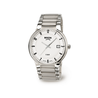 Boccia Herrenuhr Classic Titan Silberfarben Saphirglas