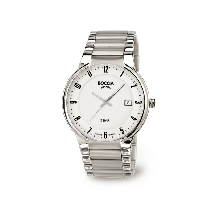 Boccia Herrenuhr Classic Titan Silberfarben Saphirglas