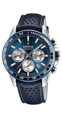 Festina F20561/2 Herren Uhr TIMELESS CHRONO Leder Armband Blau