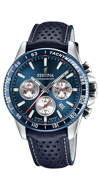 Festina F20561/2 Herren Uhr TIMELESS CHRONO Leder Armband Blau