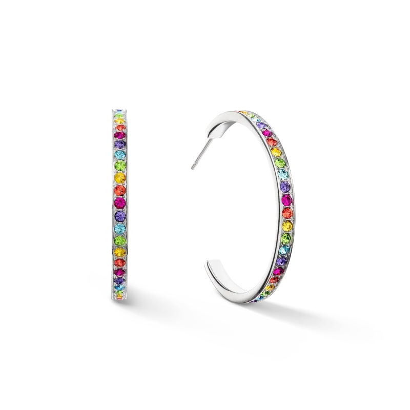 Coeur De Lion Ohrringe Creole 35 Edelstahl & Kristalle silber multicolor 0128211517