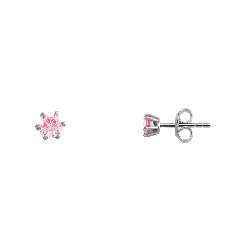 Xenox KRAPPE Ohrstecker Silberfarben mit Rosa Zirkonia