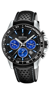 Festina F20561/6  Herren Uhr TIMELESS CHRONO Leder Armband Schwarz