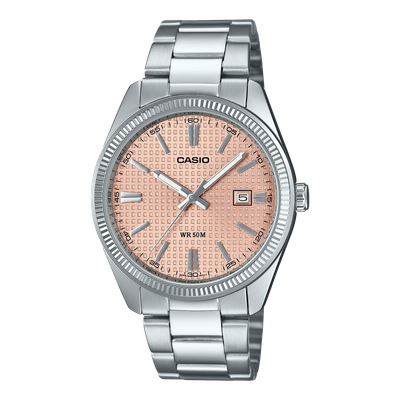 Casio Herrenuhr MTP-1302PE-4AVEF Edelstahl Rot/Pink