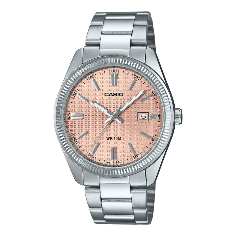 Casio Herrenuhr MTP-1302PE-4AVEF Edelstahl Rot/Pink