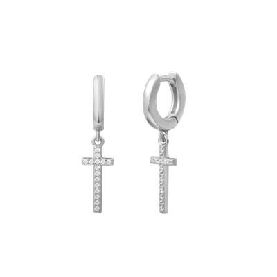 Xenox MODERN BASICS Creolen Kreuz Zirkonia Silber