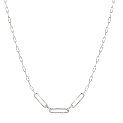 Xenox DUO LINK Halskette Silberfarben Zirkonia
