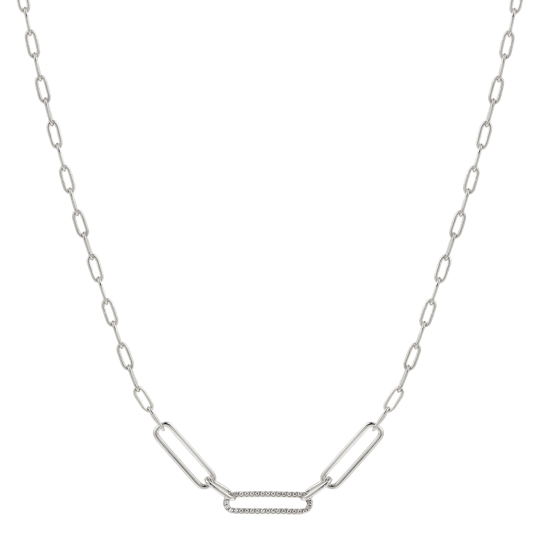 Xenox DUO LINK Halskette Silberfarben Zirkonia