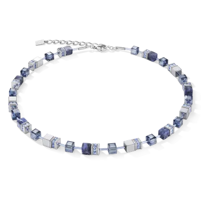 Coeur De Lion GeoCUBE® Halskette Sodalith & Hämatit blau