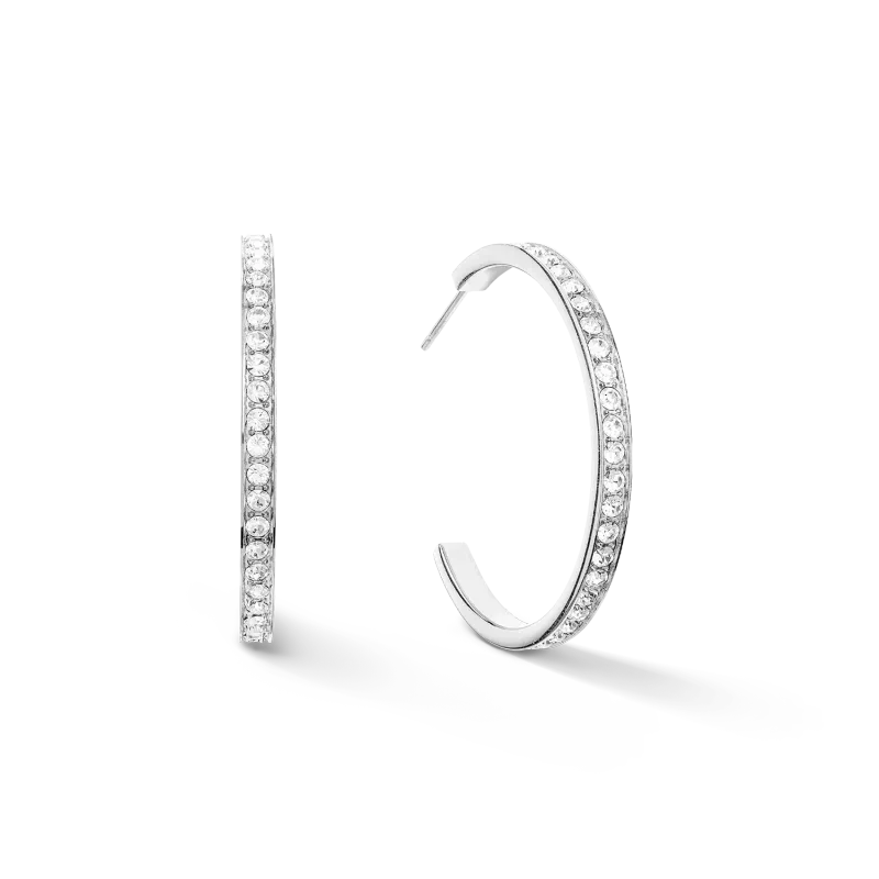 Coeur De Lion Ohrringe Creole 35 Edelstahl & Kristalle gold kristall