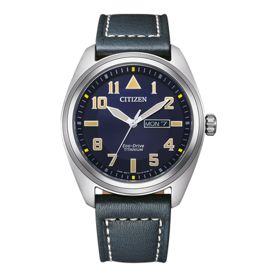 Citizen Herrenuhr Eco-Drive Super Titanium Leder blau