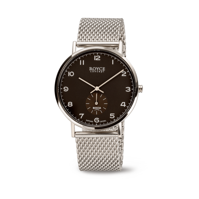 Boccia Herrenuhr Royce Titan Milanaise-Stahlband Schwarz