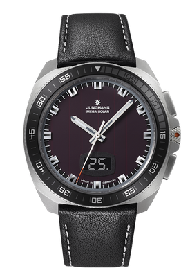 JUNGHANS MEGA SOLAR 1972 56421000 Herrenuhr Lederband Schwarzes Ziffernblatt JUNGHANS MEGA SOLAR 1972 56421000 Herrenuhr Lederband Schwarzes Ziffernblatt