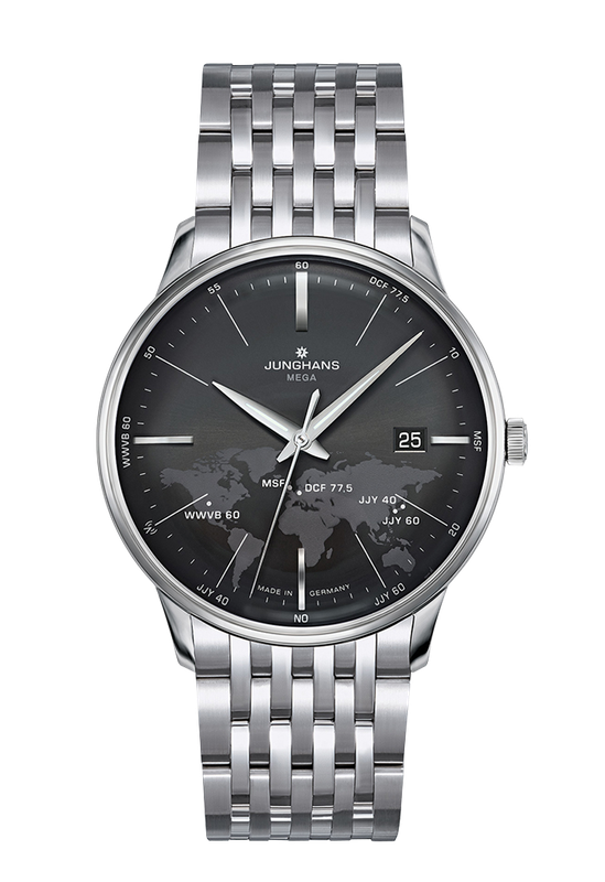JUNGHANS MEISTER MEGA FUNK SAPHIRGLAS  58480344 Herrenuhr Stahlband Zeitlos Elegante Herrenuhr Durchmesser 38,4 mm