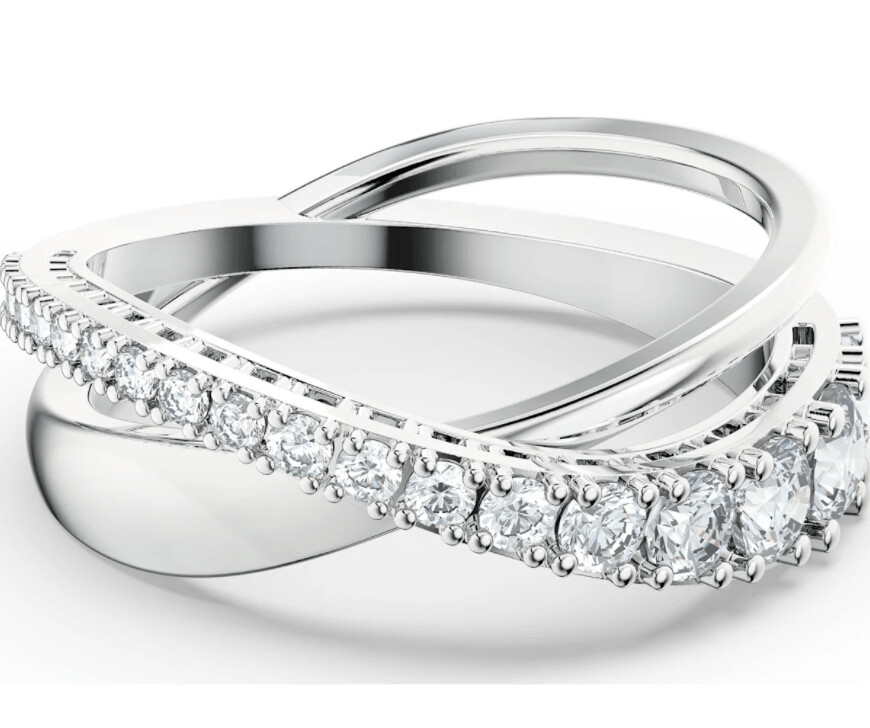 Swarovski 5563911 Twist Rows Ring, Weiß, Rhodiniert - 55