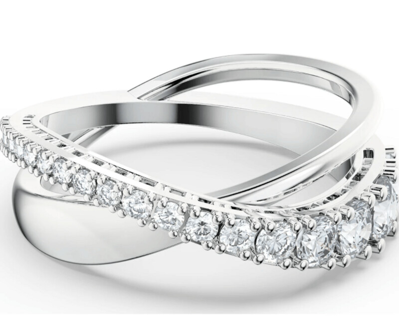 Swarovski 5563911 Twist Rows Ring, Weiß, Rhodiniert - 55