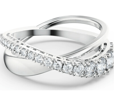 Swarovski 5563911 Twist Rows Ring, Weiß, Rhodiniert - 55