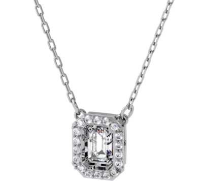 Swarovski 5599177 Millenia Halskette, Swarovski Zirkonia mit Square-Schliff, Weiss, Rhodiniert