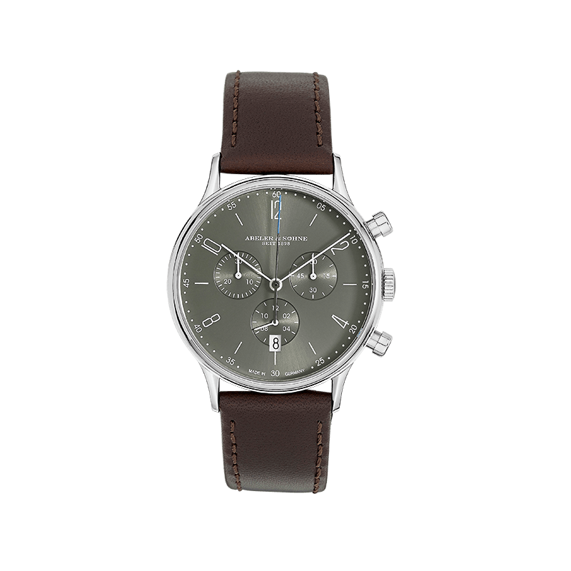 Abeler & Söhne AS3265 Saphirglas Schweizer Uhrwerk Herrenuhr stahlfarben Lederband dunkelbraun Abeler & Söhne AS3265 Saphirglas Schweizer Uhrwerk Herrenuhr stahlfarben Lederband dunkelbraun